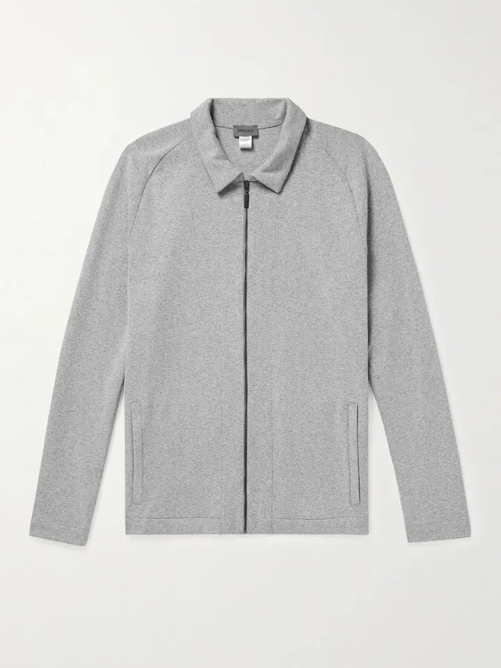 Smartwear Organic Cotton-Blend Jersey Zip-Up Sweater