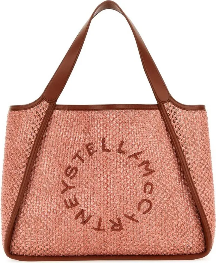 Stella McCartney Logo Embroidered Raffia Tote Bag