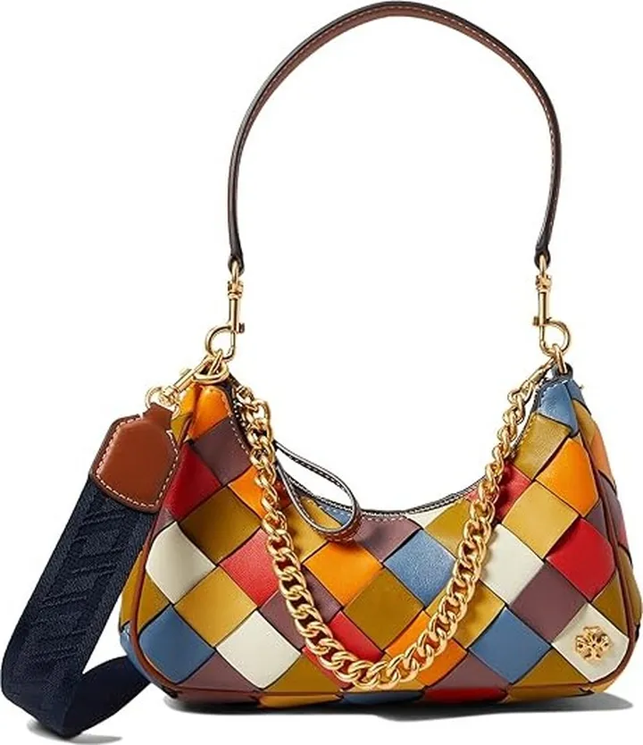Tory Burch Mercer Woven Small Shoulder Bag (Multi) Handbags