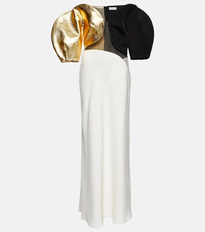 Hyacinth off-shoulder silk gown