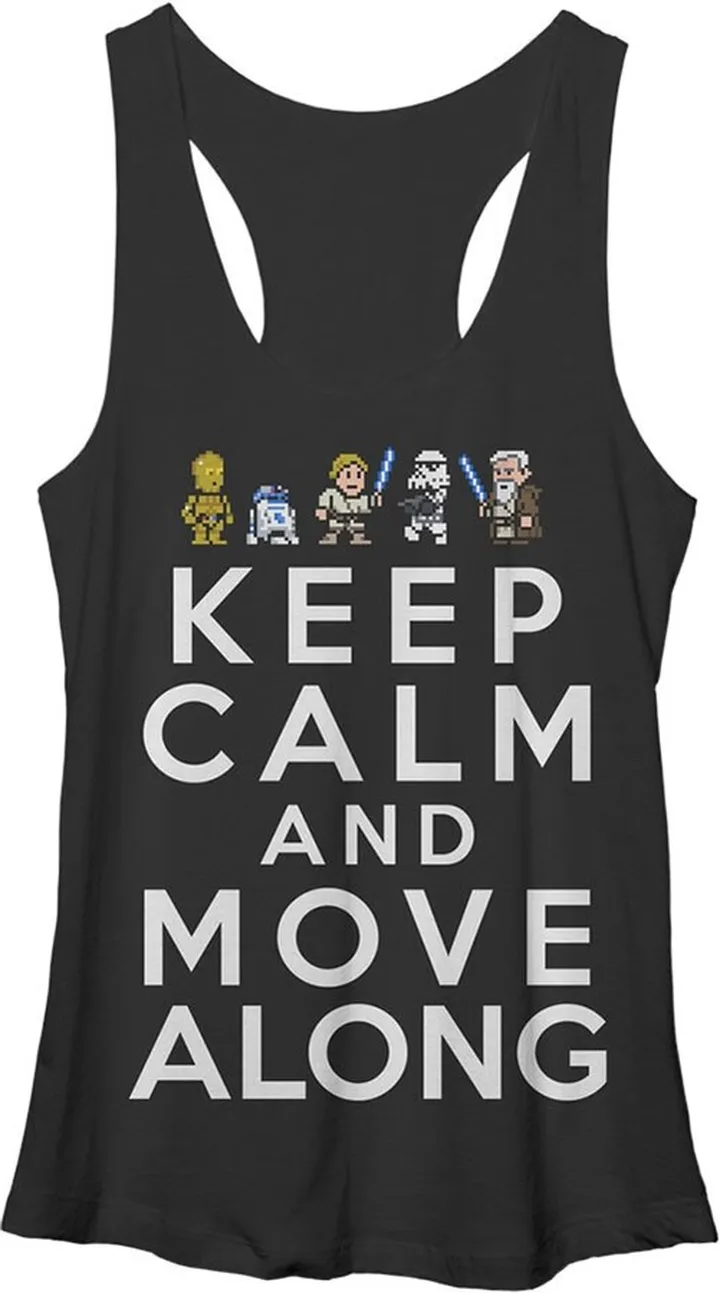Women's Star Wars Keep Calm and Move Along Racerback Tank Top - Black Heather - X Large