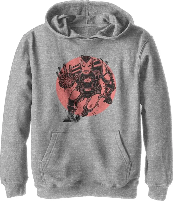 Boy's Marvel Classic Iron Man Pull Over Hoodie - Athletic Heather - Small