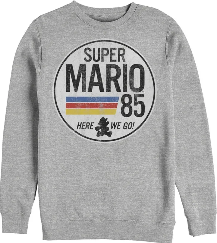 Men's Nintendo Super Mario Retro Rainbow Ring Sweatshirt - Charcoal Heather - X Large