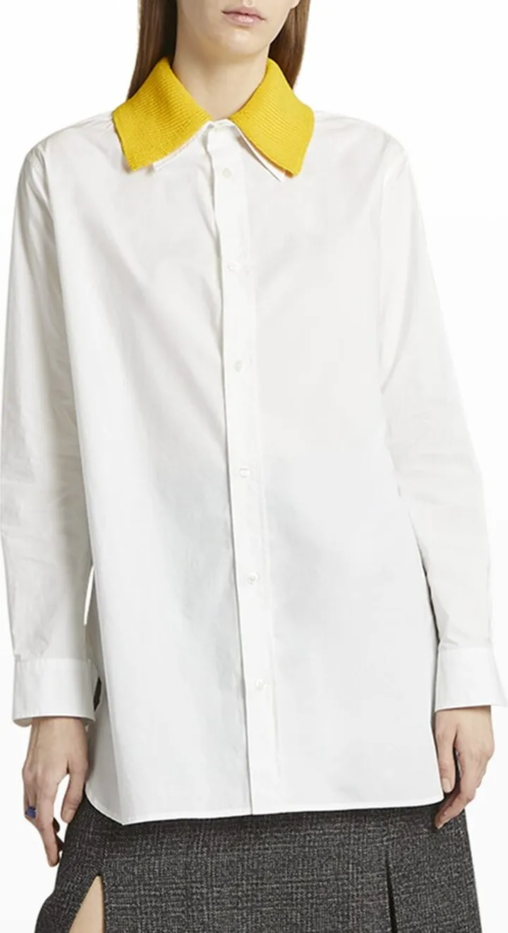 Detachable Knit Collar Tunic Shirt