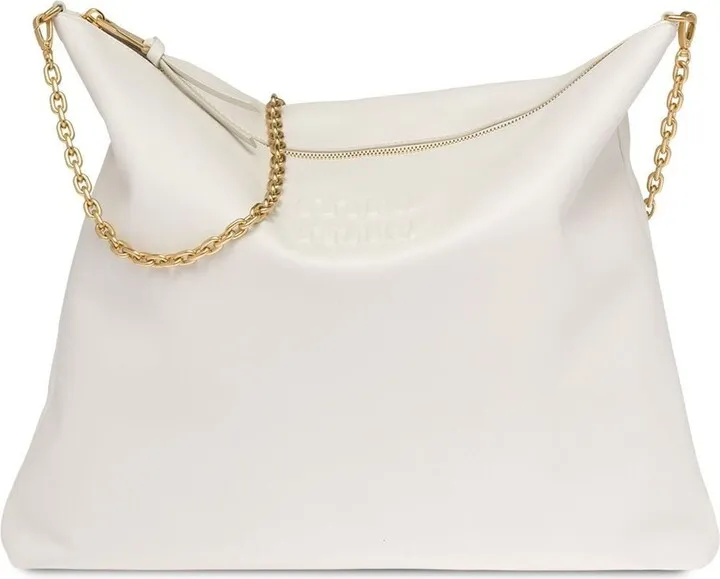 Embossed-Logo Leather Bag