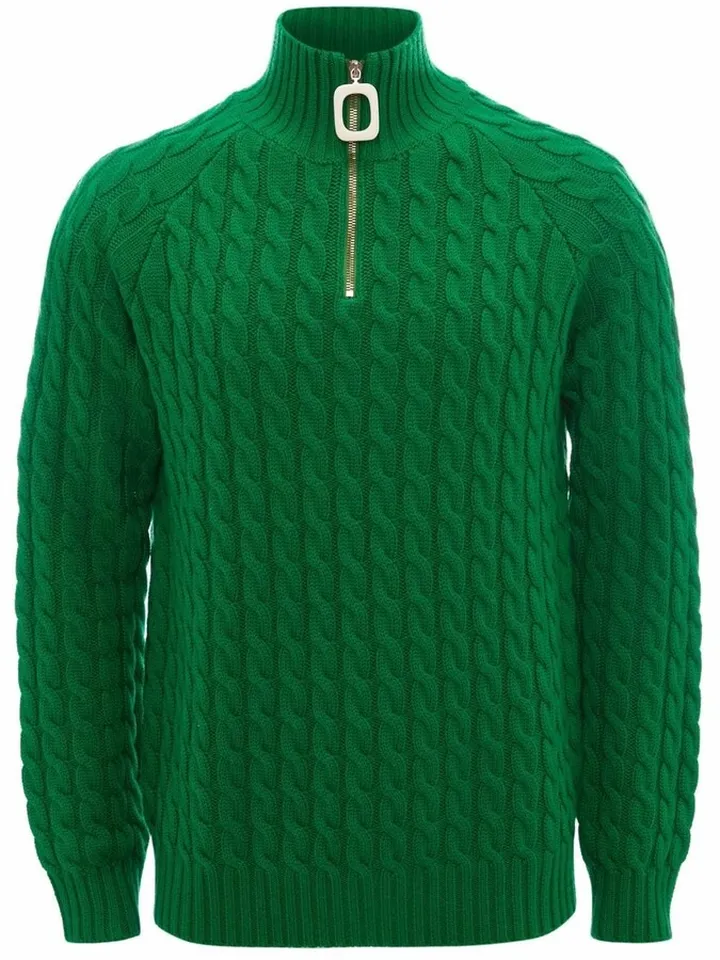 Henley cable-knit jumper