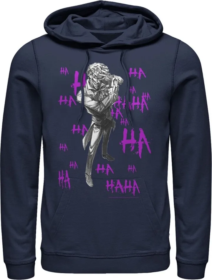 Men's Batman Joker Ha Ha Pull Over Hoodie - Navy Blue - X Large