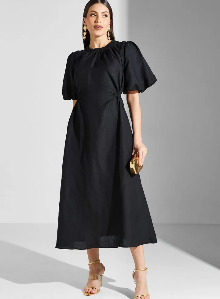 Ruffle Sleeve Pocket Detail Dress