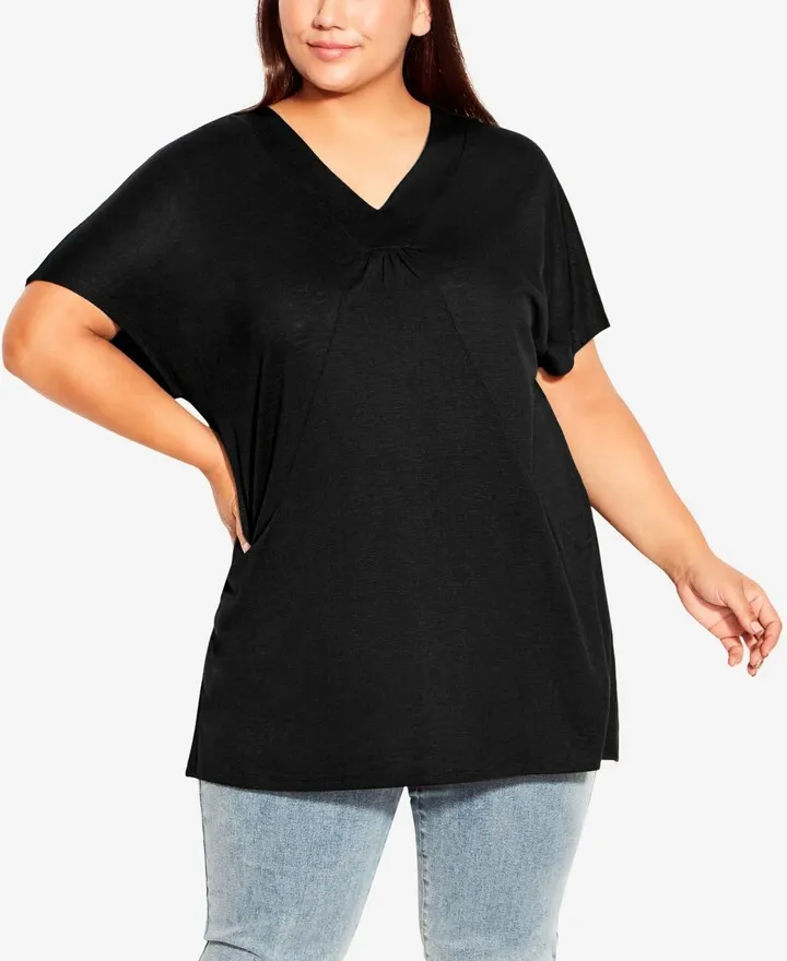Plus Size Pocket Pleat Tunic Top