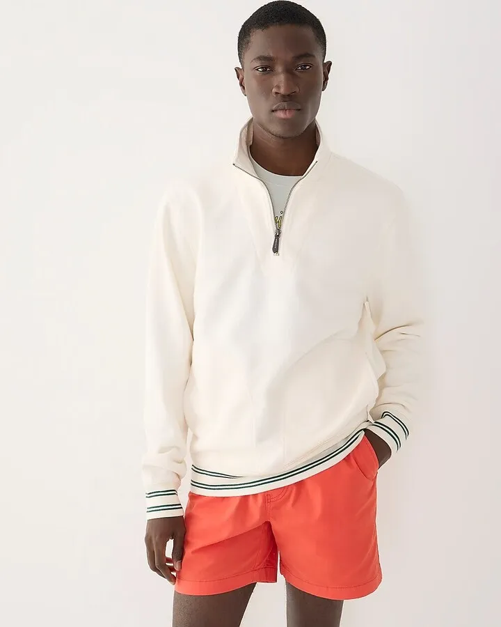 Half-zip ribbed terry pullover