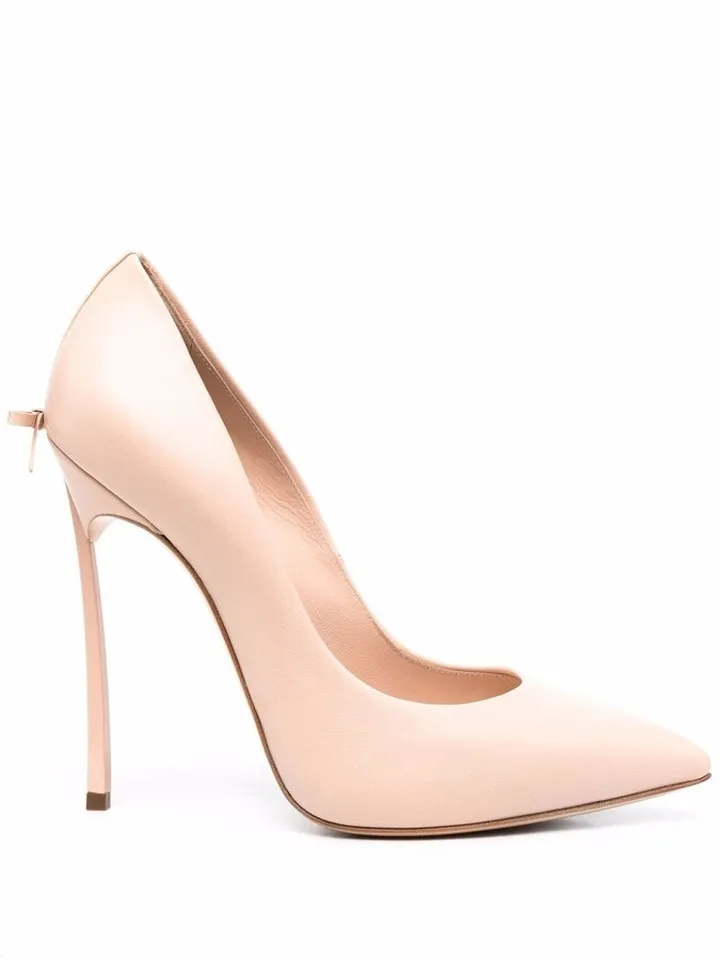 Blade bow-detail leather pumps