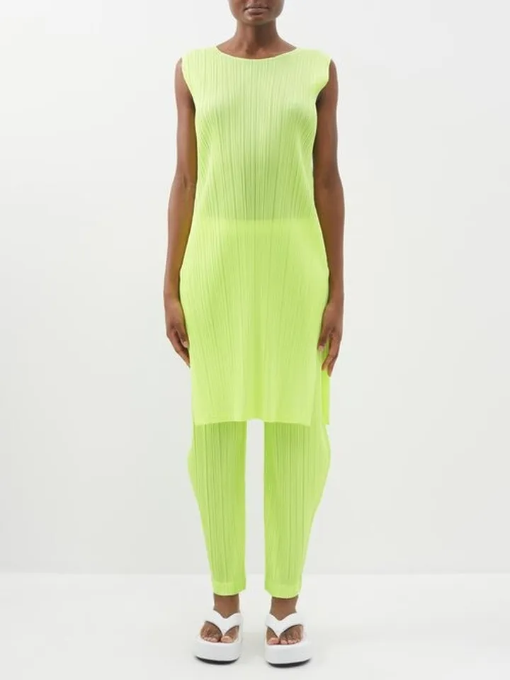 Technical-pleated Tunic Top