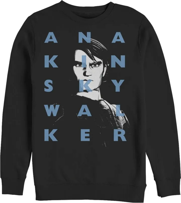 Men's Star Wars: The Clone Wars Anakin Skywalker Text Overlay Sweatshirt - Black - Large