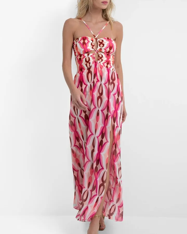 Twist Lace-Up Maxi Dress