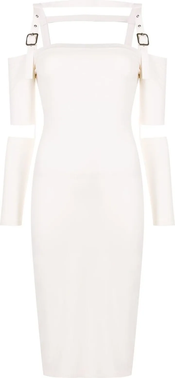 Buckle-Detail Off-Shoulder Dress