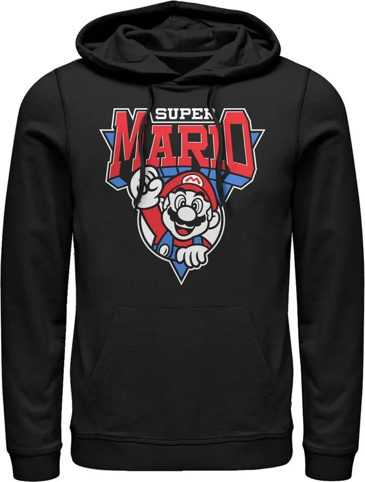 Men's Nintendo Team Super Mario Emblem Pull Over Hoodie - Black - 3X Large