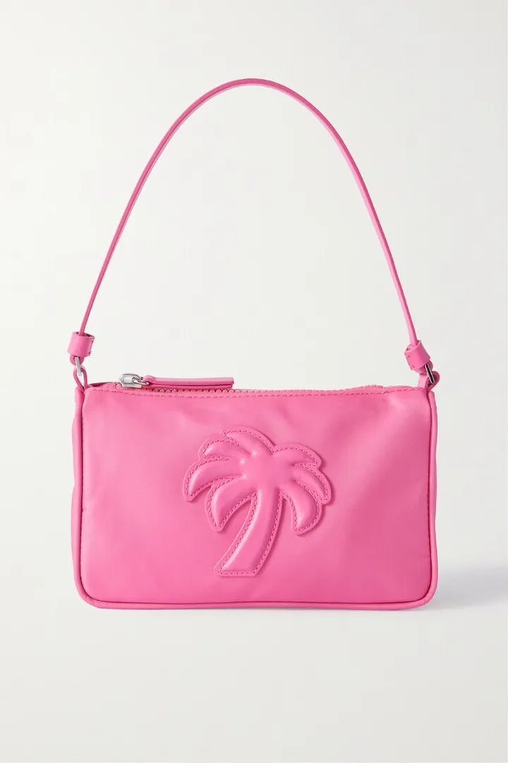 Palm Angels - Appliquéd Leather-trimmed Shell Shoulder Bag - Pink