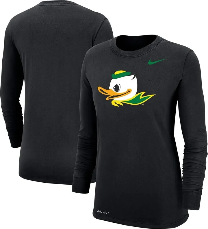 Women's Nike Black Oregon Ducks Logo Performance Long Sleeve T-shirt