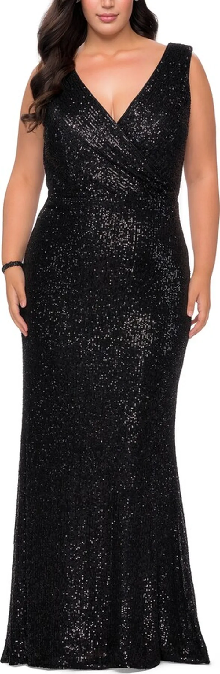 V-Neck Long Sequin Gown