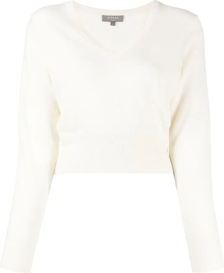 cropped V-neck jumper