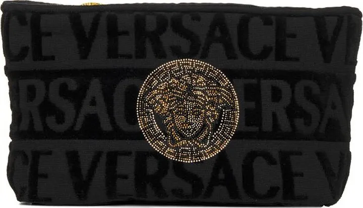 Versace Logo Monogram Embellished Toiletry Bag