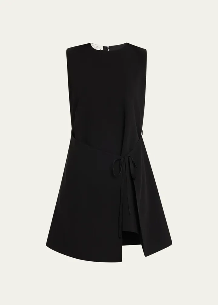 Sleeveless Tie-Front Peplum Tunic