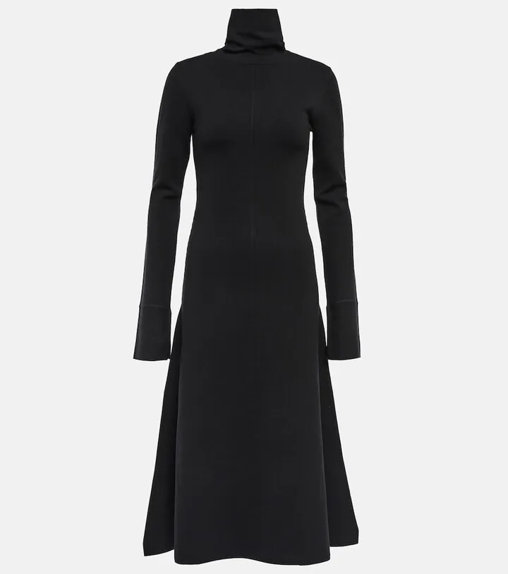 Silk-blend knit midi dress