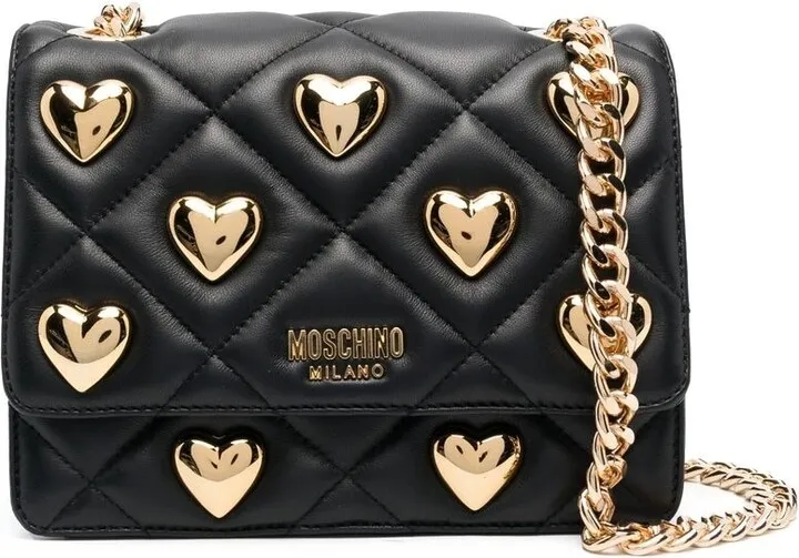 Heart-Stud Diamond-Quilt Bag