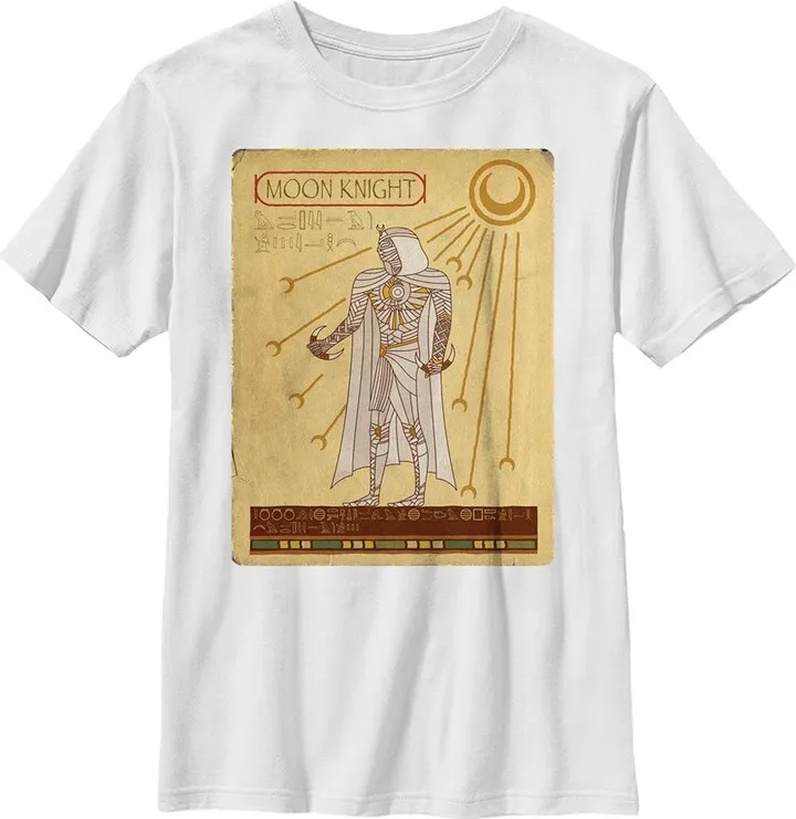 Boy's Marvel: Moon Knight Ancient Egyptian Portrait T-Shirt - White - Medium