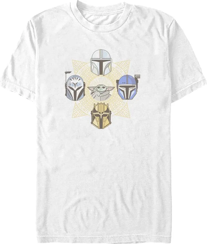 Men's Star Wars: The Mandalorian Grogu Helmets T-Shirt - White - Large