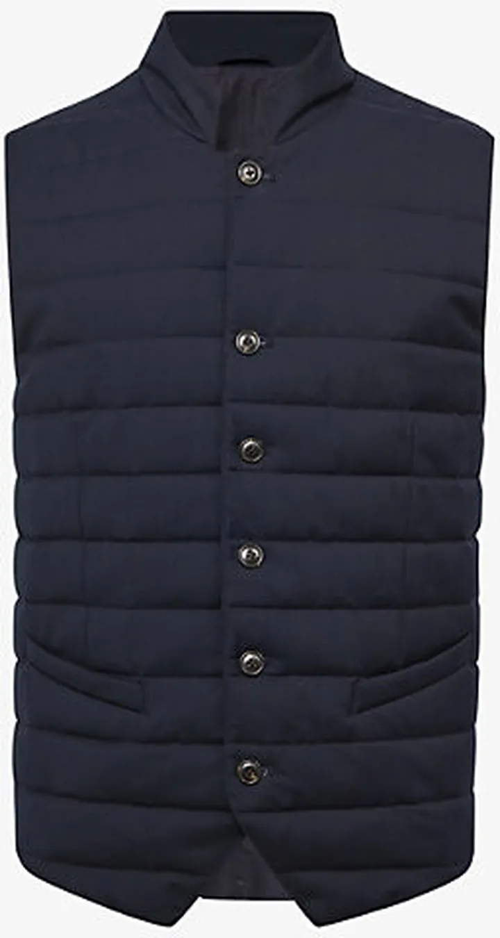 ens Navy Parma Funnel-neck Quilted Woven Gilet