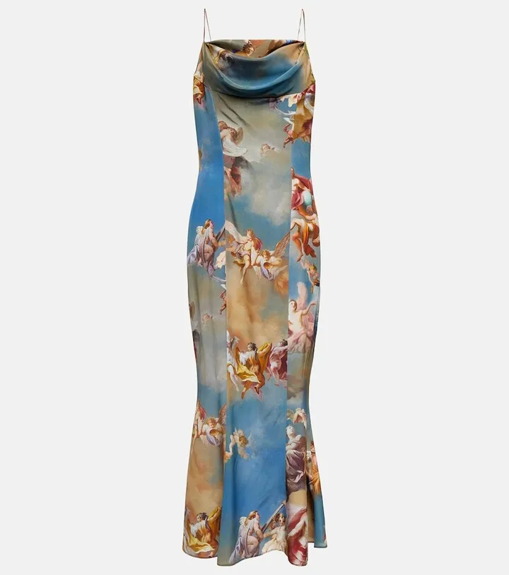 Printed silk maxi dress