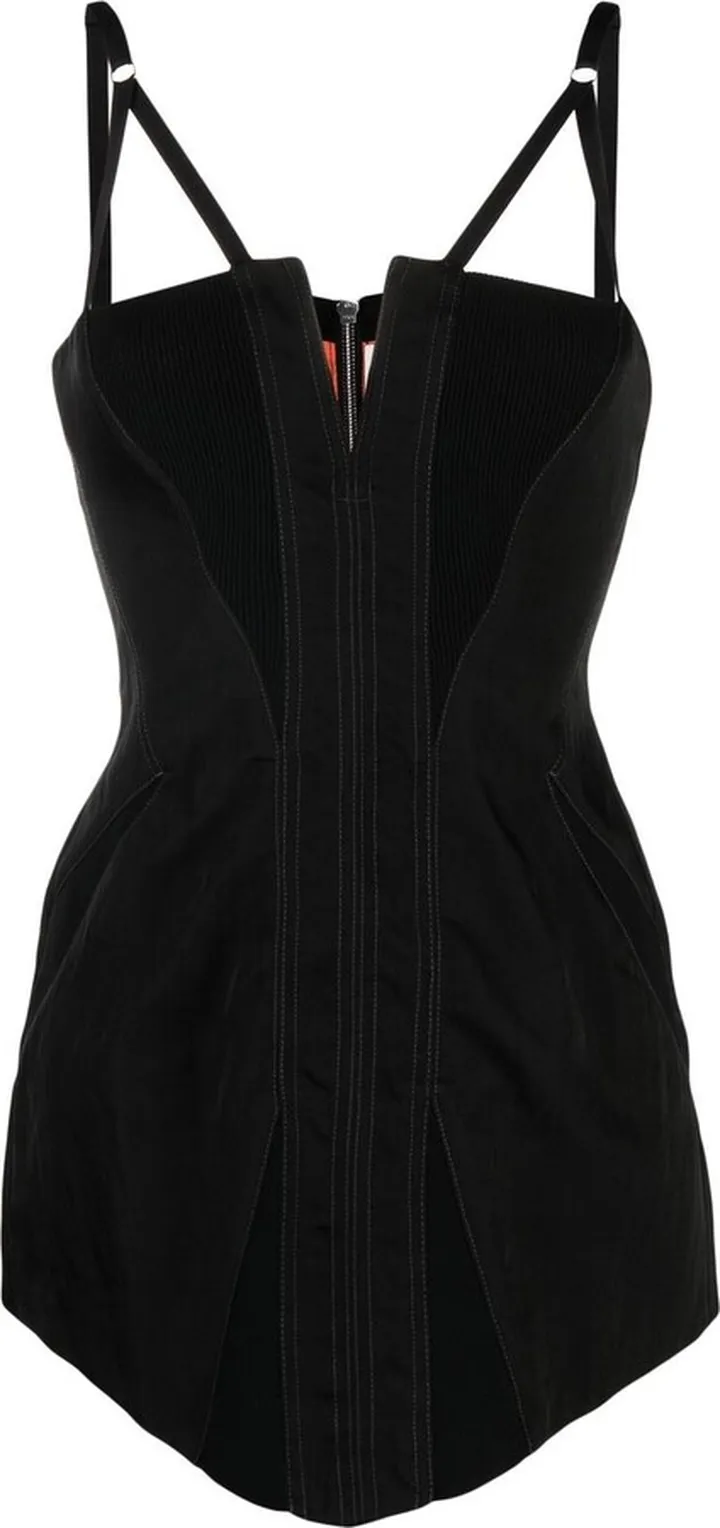 Asymmetric Sweetheart-Neck Mini Dress