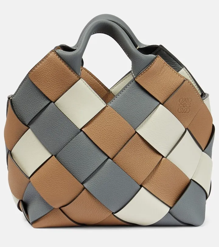 Woven leather tote bag