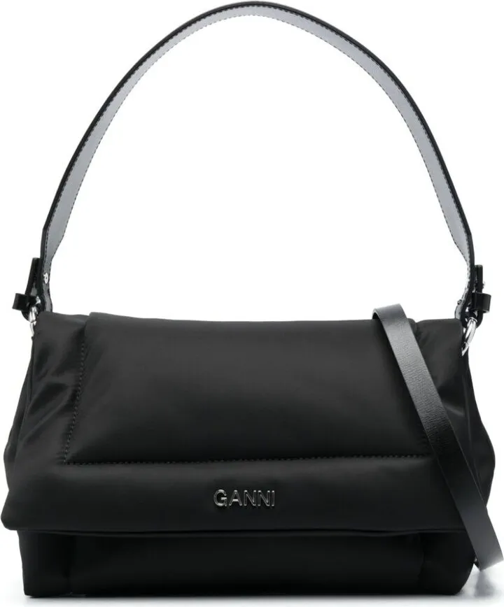 Black Pillow Flap Tote Bag In Polyammide Woman