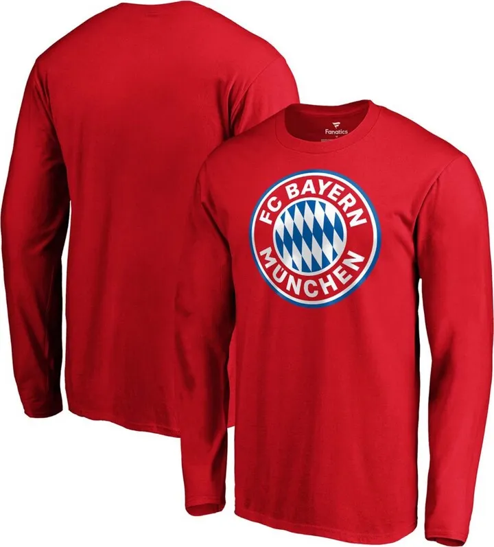 Men's Red Bayern Munich Official Logo Long Sleeve T-shirt