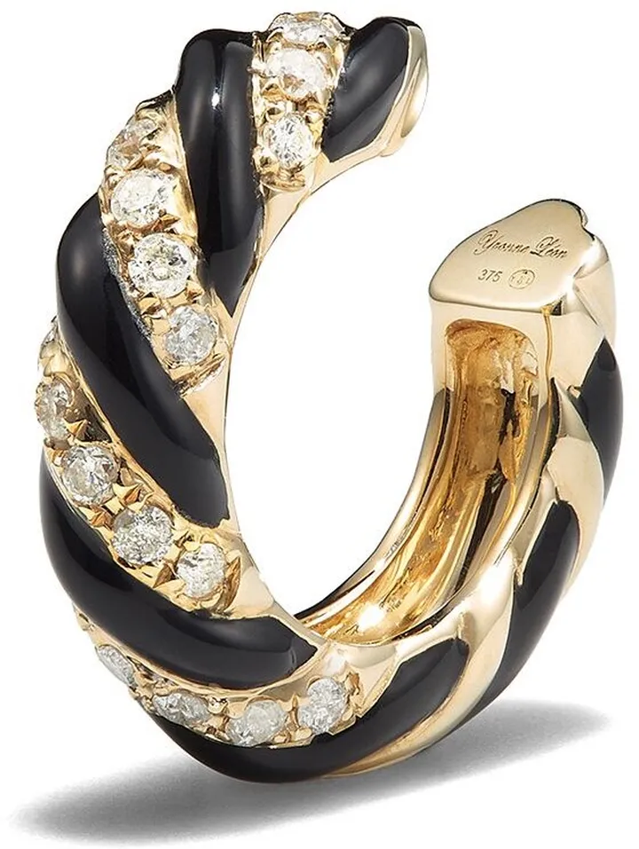 9K yellow gold Torsade diamond ear cuff
