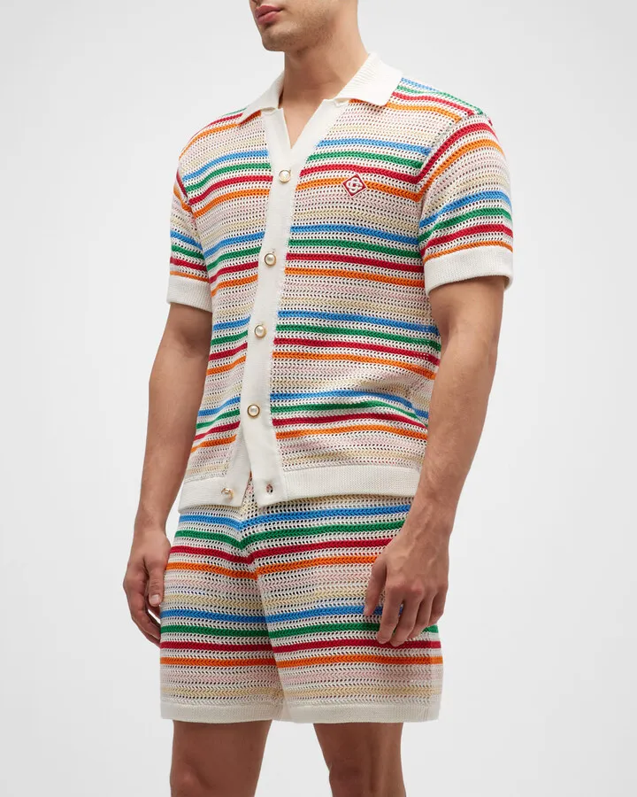 Men's Braid Striped Knit Shirt