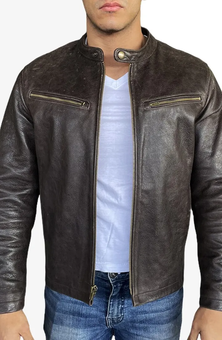 Racer Crackle Leather Jacket