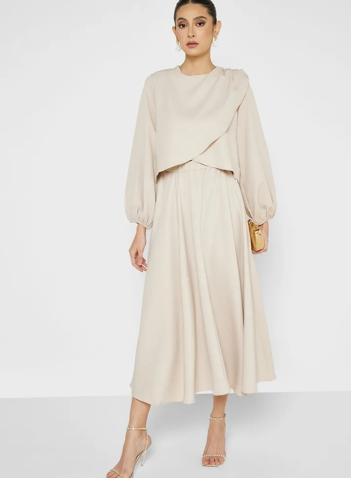 Balloon Sleeve Top & Skirt Set