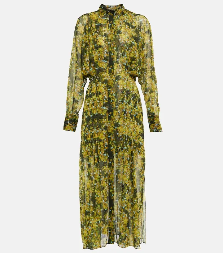 Floral semi-sheer shirt dress
