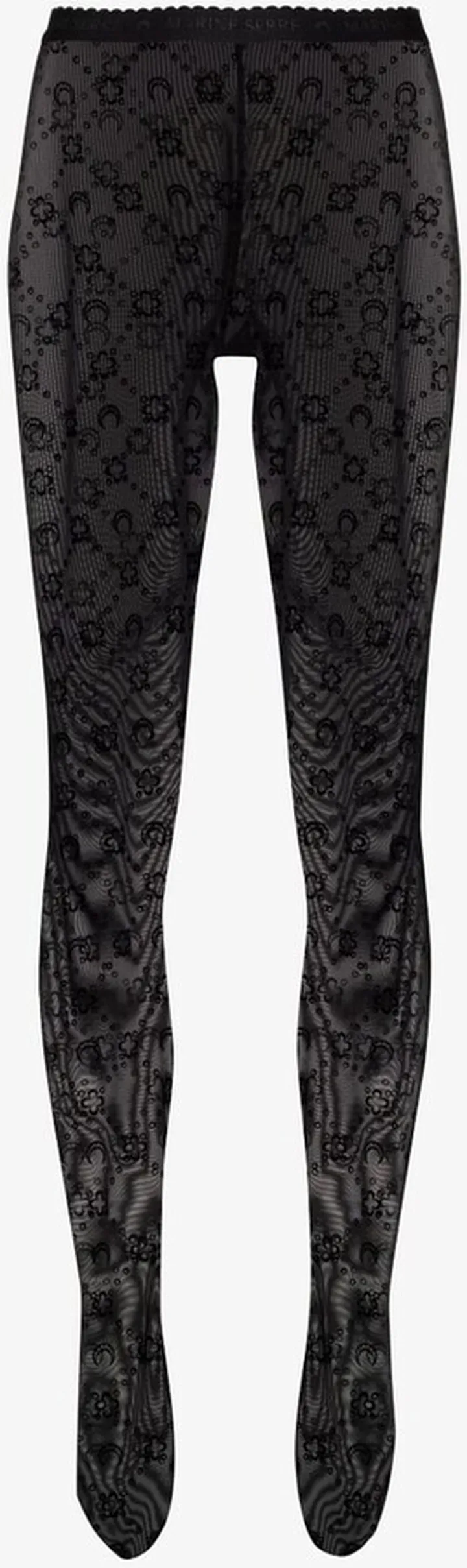 Black Moonogram Flocked Tights