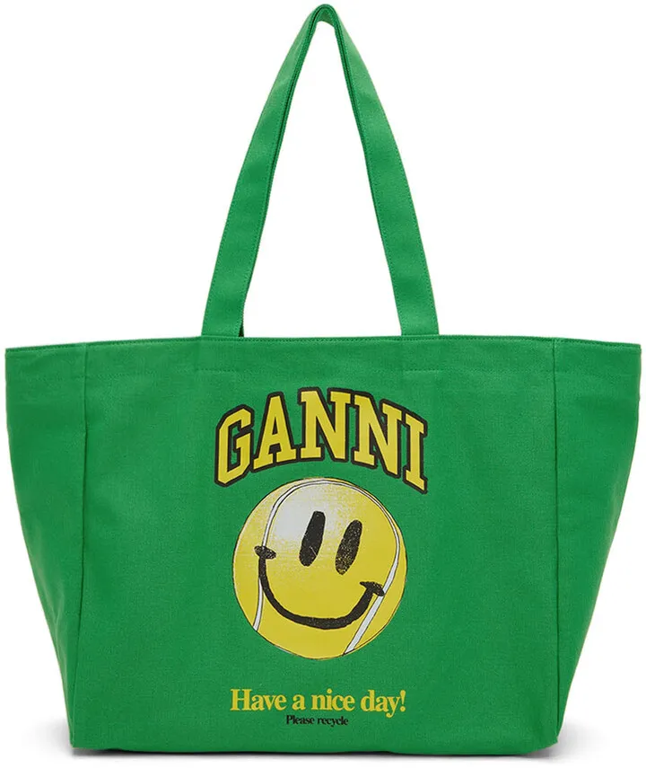 GANNI SSENSE Exclusive Green Canvas Tote