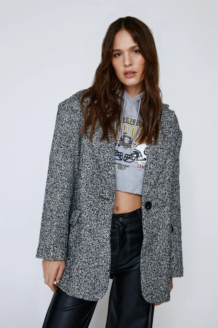 Nasty Gal Womens Oversized Wool Look Marl Coat