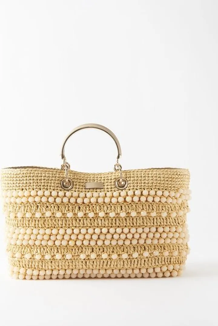 Bon Bon Beaded Raffia Tote Bag