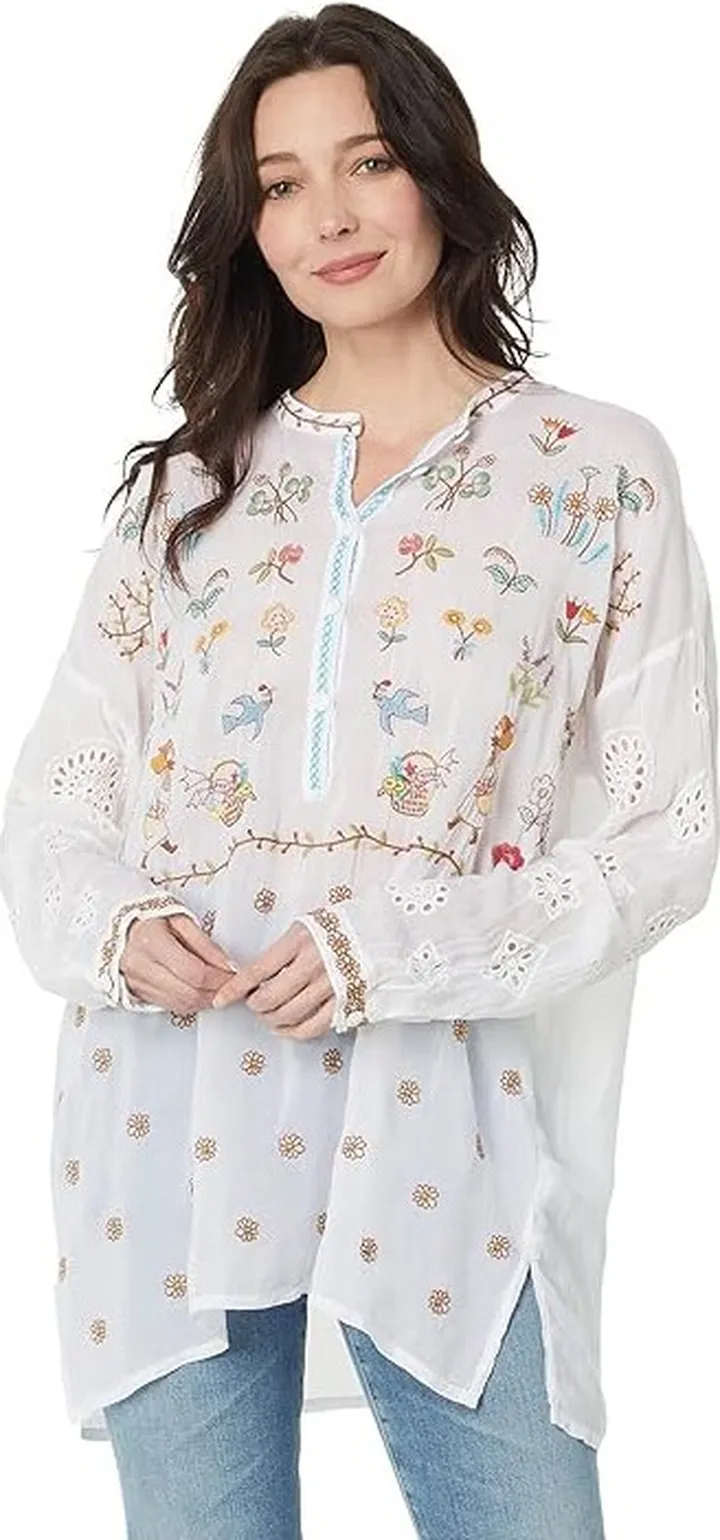 Johnny Was Sami Tunic (White) Women's Clothing
