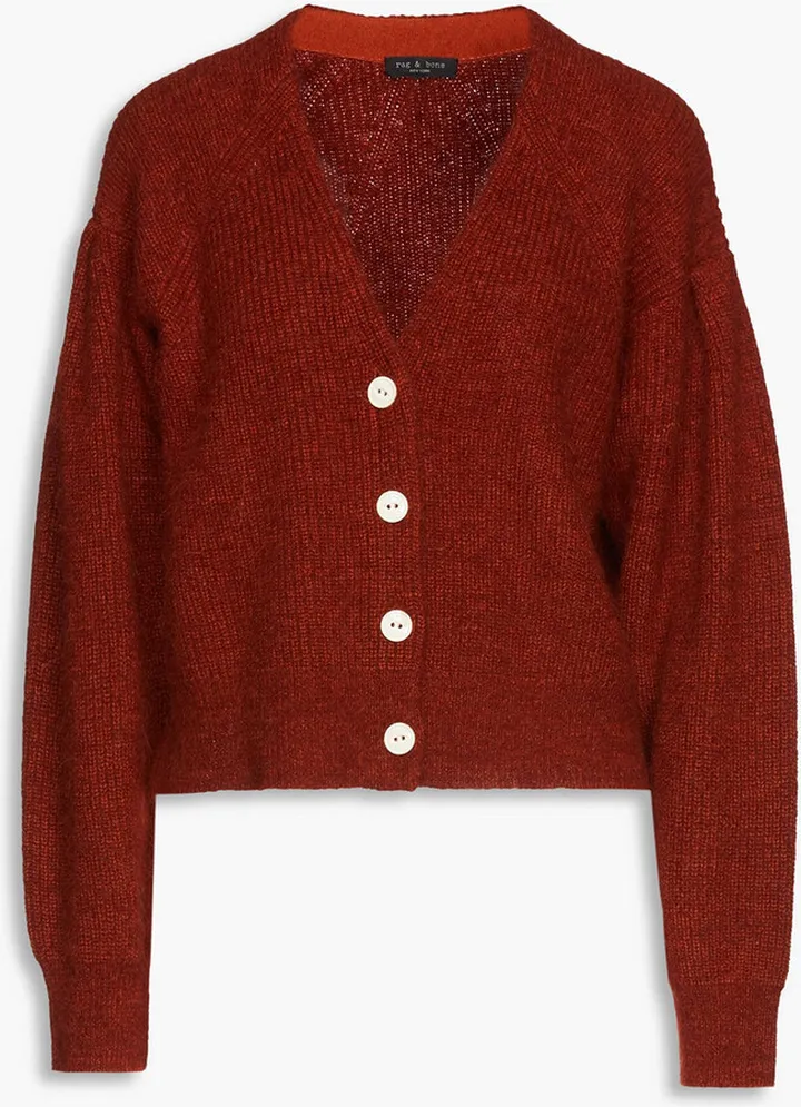 Liana ribbed merino wool-blend cardigan