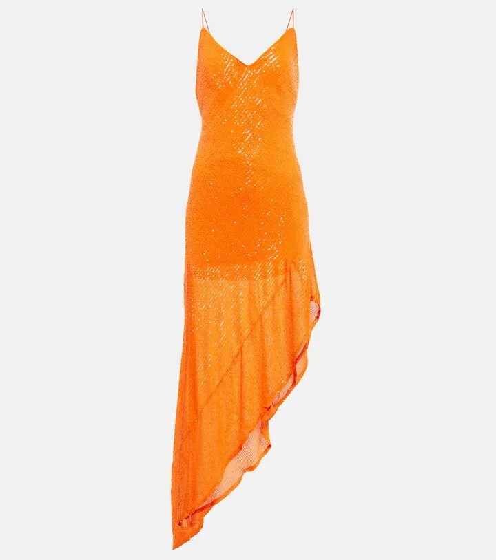 Sequined asymmetric maxi dress