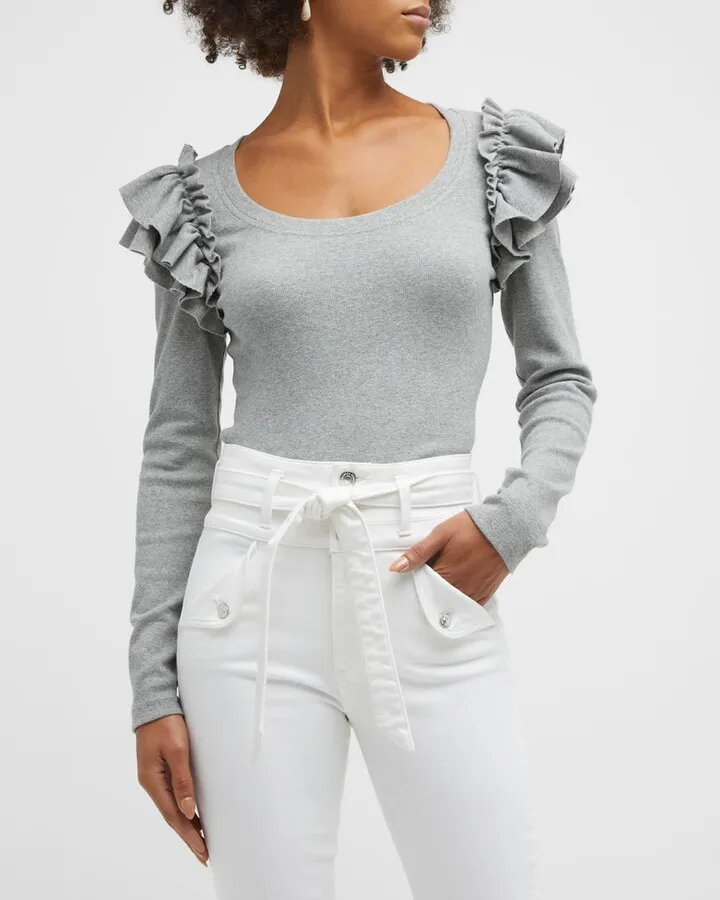 Avedon Scoop-Neck Ruffle Top
