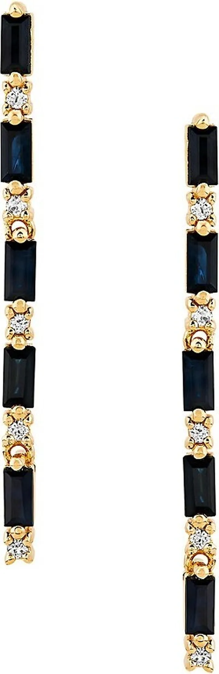 14Ky Blue And White Sapphire Drop Earrings
